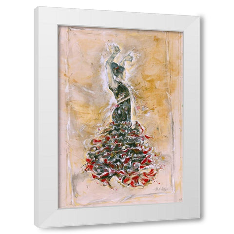Sepia Flamenco Dancer White Modern Wood Framed Art Print by Wiley, Marta