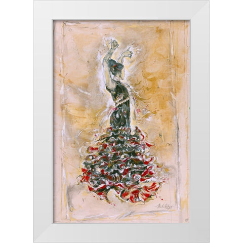 Sepia Flamenco Dancer White Modern Wood Framed Art Print by Wiley, Marta