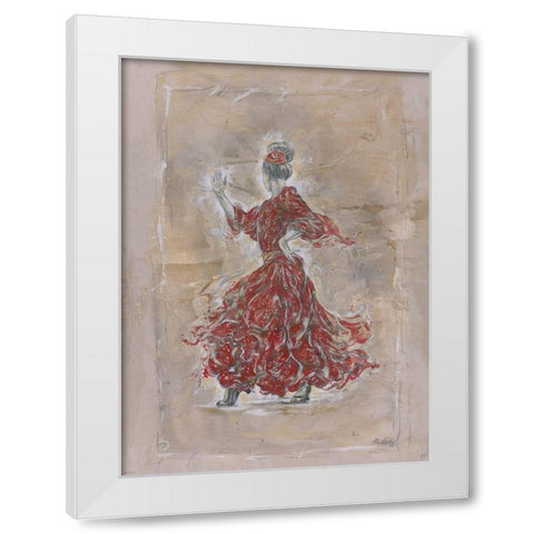 Red Flamenco, Beige White Modern Wood Framed Art Print by Wiley, Marta