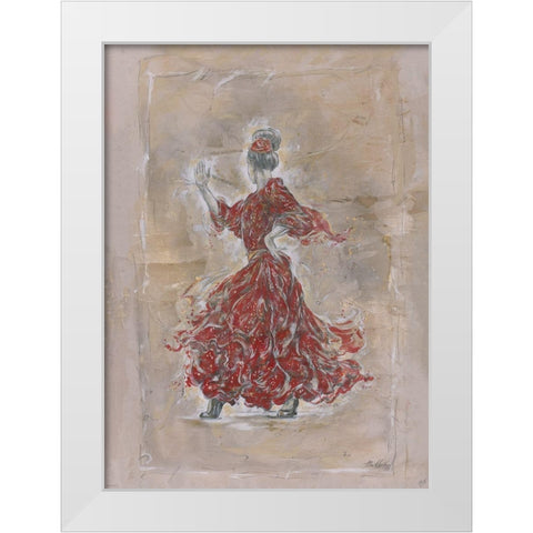 Red Flamenco, Beige White Modern Wood Framed Art Print by Wiley, Marta