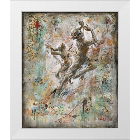 golden Flute Players White Modern Wood Framed Art Print by Wiley, Marta