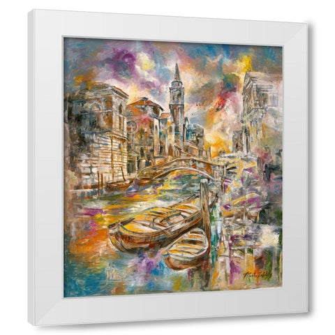 Golden Venice Colorful White Modern Wood Framed Art Print by Wiley, Marta