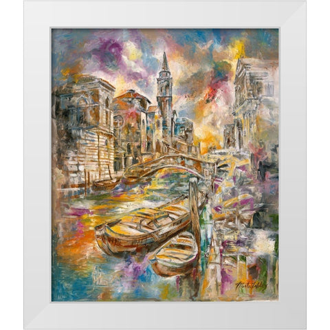Golden Venice Colorful White Modern Wood Framed Art Print by Wiley, Marta