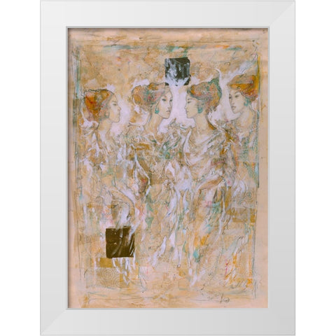 Golden, Ballerina White Modern Wood Framed Art Print by Wiley, Marta