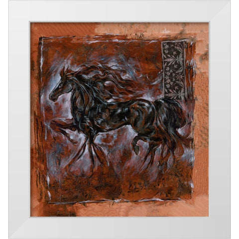 Sepia horse crackle White Modern Wood Framed Art Print by Wiley, Marta