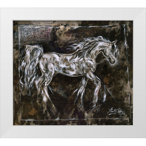Crackle Horse Black- Dark White Modern Wood Framed Art Print by Wiley, Marta