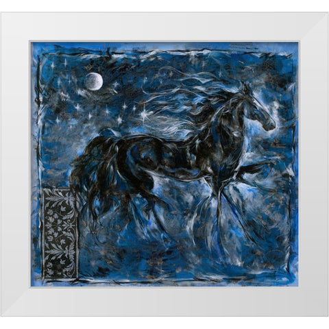 Blue Horse White Modern Wood Framed Art Print by Wiley, Marta