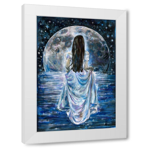 Blue Moon White Modern Wood Framed Art Print by Wiley, Marta