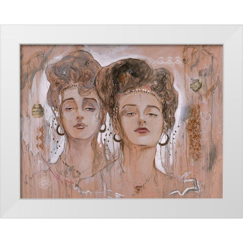 Two Ladies White Modern Wood Framed Art Print by Wiley, Marta