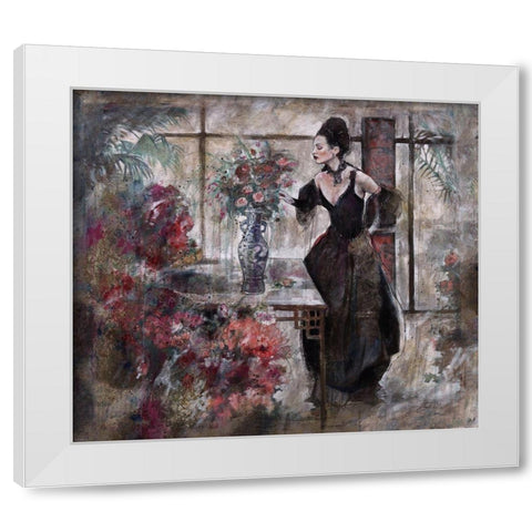 Floral and Figure White Modern Wood Framed Art Print by Wiley, Marta
