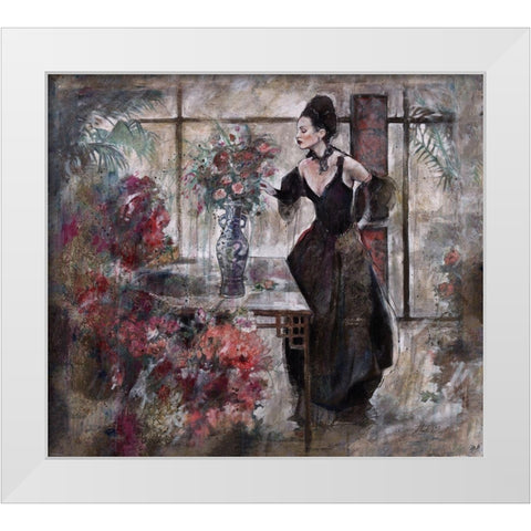 Floral and Figure White Modern Wood Framed Art Print by Wiley, Marta