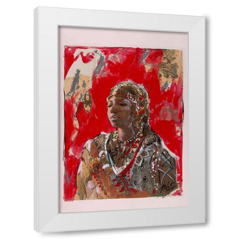 Red African White Modern Wood Framed Art Print by Wiley, Marta