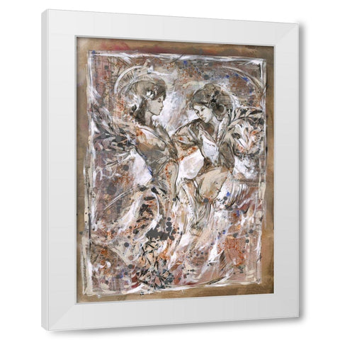 Sisters- Beige White Modern Wood Framed Art Print by Wiley, Marta