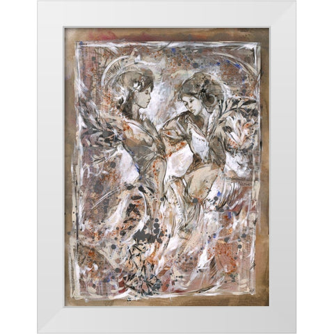 Sisters- Beige White Modern Wood Framed Art Print by Wiley, Marta