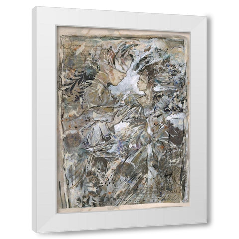 Couple V- Golden  White Modern Wood Framed Art Print by Wiley, Marta