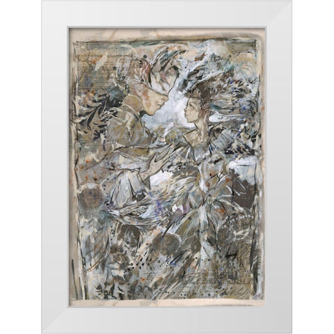 Couple V- Golden  White Modern Wood Framed Art Print by Wiley, Marta