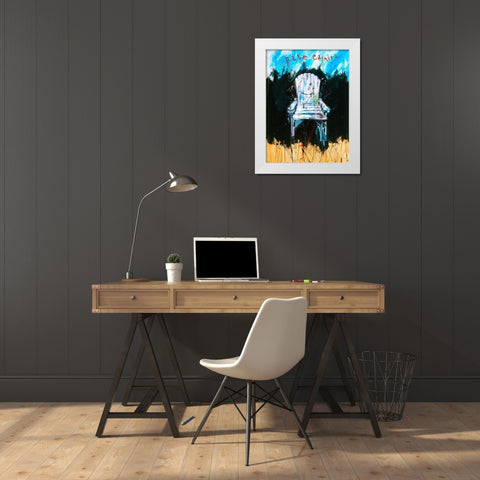 Blue Chair color White Modern Wood Framed Art Print by Wiley, Marta