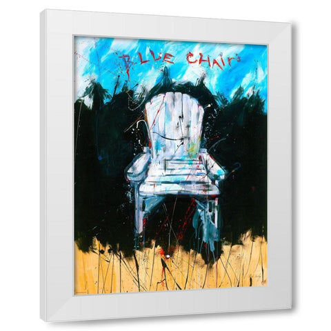 Blue Chair color White Modern Wood Framed Art Print by Wiley, Marta