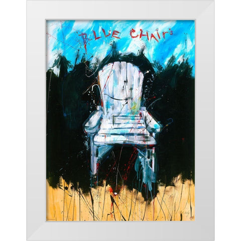 Blue Chair color White Modern Wood Framed Art Print by Wiley, Marta