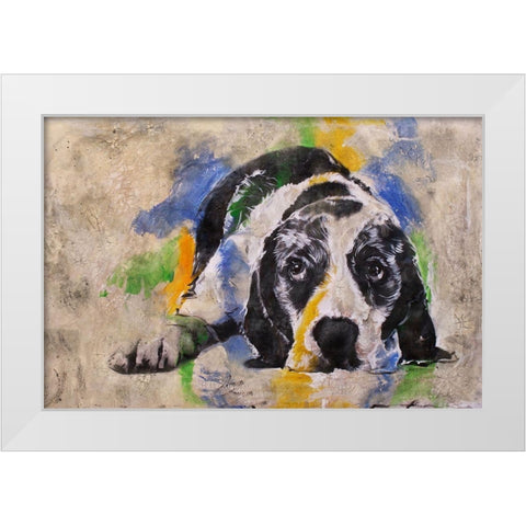 PUP I White Modern Wood Framed Art Print by Wiley, Marta