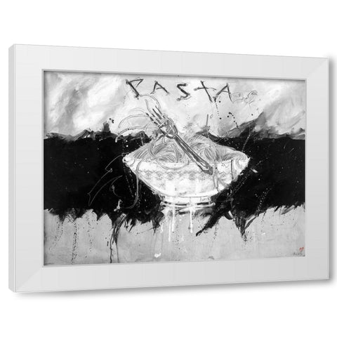 Pasta BandW White Modern Wood Framed Art Print by Wiley, Marta