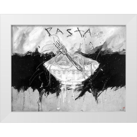 Pasta BandW White Modern Wood Framed Art Print by Wiley, Marta