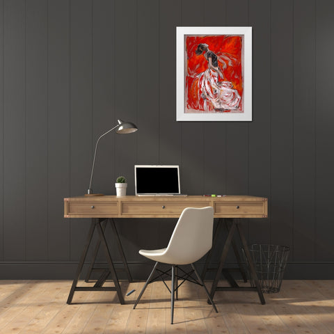 Red Dancer- Cadmium White Modern Wood Framed Art Print by Wiley, Marta