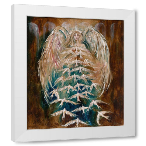 Angel of Doves White Modern Wood Framed Art Print by Wiley, Marta