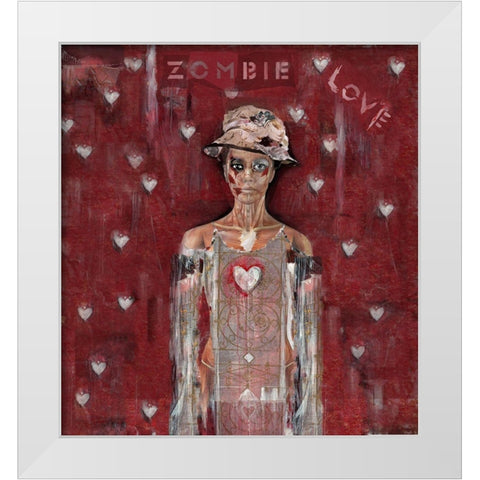 Zombie Love Woman White Modern Wood Framed Art Print by Wiley, Marta