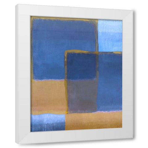 Blue and Ochre White Modern Wood Framed Art Print by Wiley, Marta