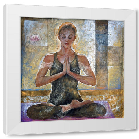 Yoga Sandy White Modern Wood Framed Art Print by Wiley, Marta