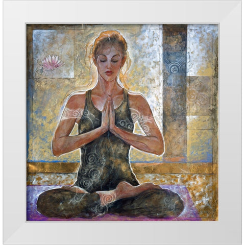 Yoga Sandy White Modern Wood Framed Art Print by Wiley, Marta