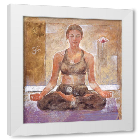 Yoga II Sandy White Modern Wood Framed Art Print by Wiley, Marta