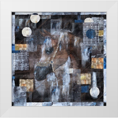 Horse and Silver Foil White Modern Wood Framed Art Print by Wiley, Marta