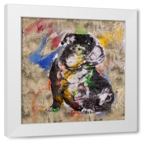 Colorful Dog I White Modern Wood Framed Art Print by Wiley, Marta