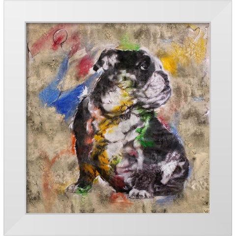 Colorful Dog I White Modern Wood Framed Art Print by Wiley, Marta