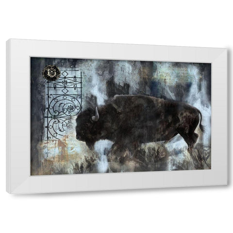 Buffalo Blue White Modern Wood Framed Art Print by Wiley, Marta