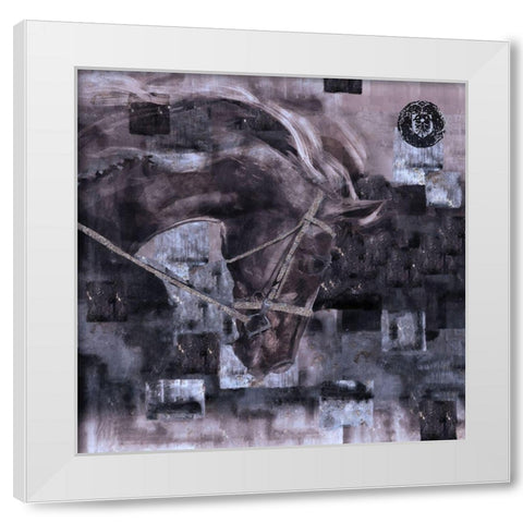 Horse Blue Tint White Modern Wood Framed Art Print by Wiley, Marta