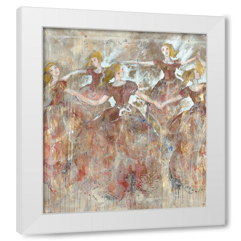 Dancers in red vertical White Modern Wood Framed Art Print by Wiley, Marta