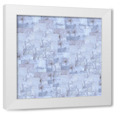 Gold Squares Abstract Blue White Modern Wood Framed Art Print by Wiley, Marta