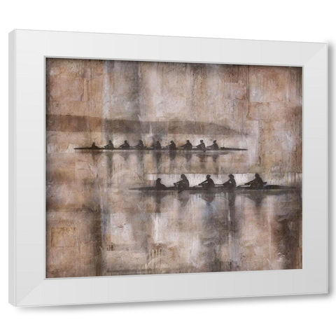 Sculling IV Brown White Modern Wood Framed Art Print by Wiley, Marta