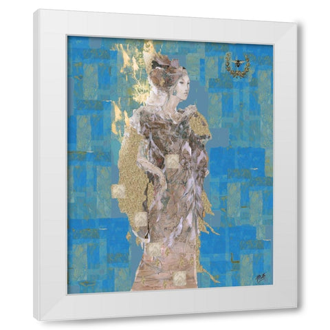 Queen Bee II blue White Modern Wood Framed Art Print by Wiley, Marta