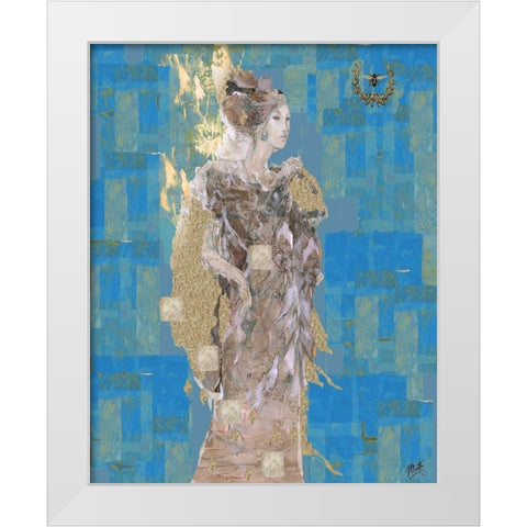 Queen Bee II blue White Modern Wood Framed Art Print by Wiley, Marta