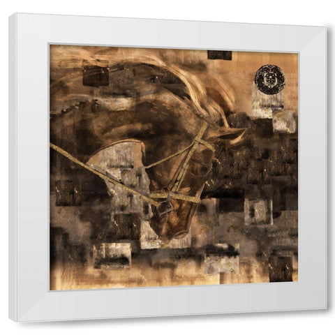 Horse Square Format Sepia White Modern Wood Framed Art Print by Wiley, Marta
