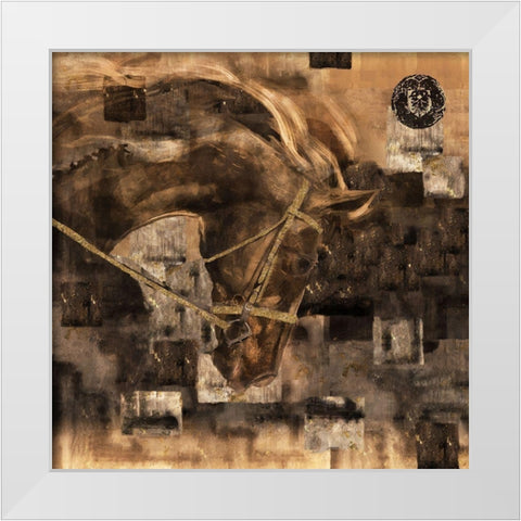 Horse Square Format Sepia White Modern Wood Framed Art Print by Wiley, Marta