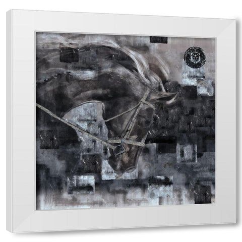 Horse Square Format Black and White White Modern Wood Framed Art Print by Wiley, Marta