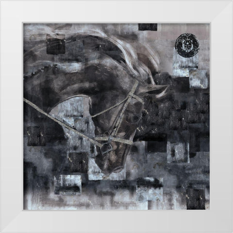 Horse Square Format Black and White White Modern Wood Framed Art Print by Wiley, Marta
