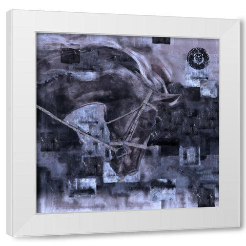 Horse Square Format Blue White Modern Wood Framed Art Print by Wiley, Marta