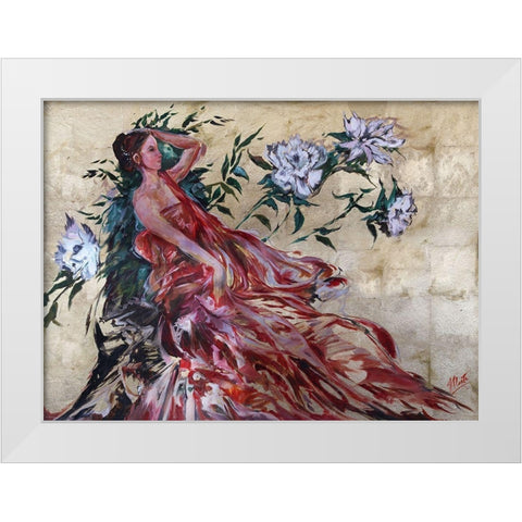 Primavera Red Beige White Modern Wood Framed Art Print by Wiley, Marta