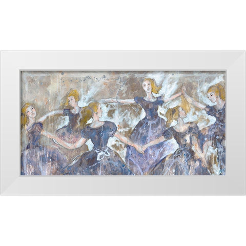 Dancers In Blue Close Up White Modern Wood Framed Art Print by Wiley, Marta